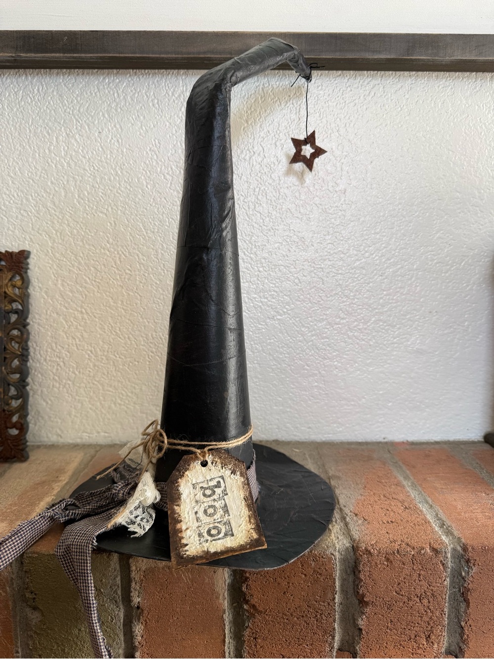 Black Decorative Witch Hat Holiday Accent - Handmade